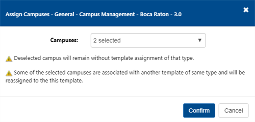 Assign Campuses to Template